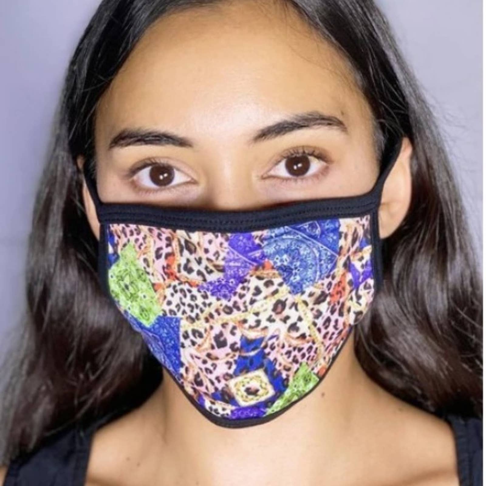Patchwork Print Double Layer Face